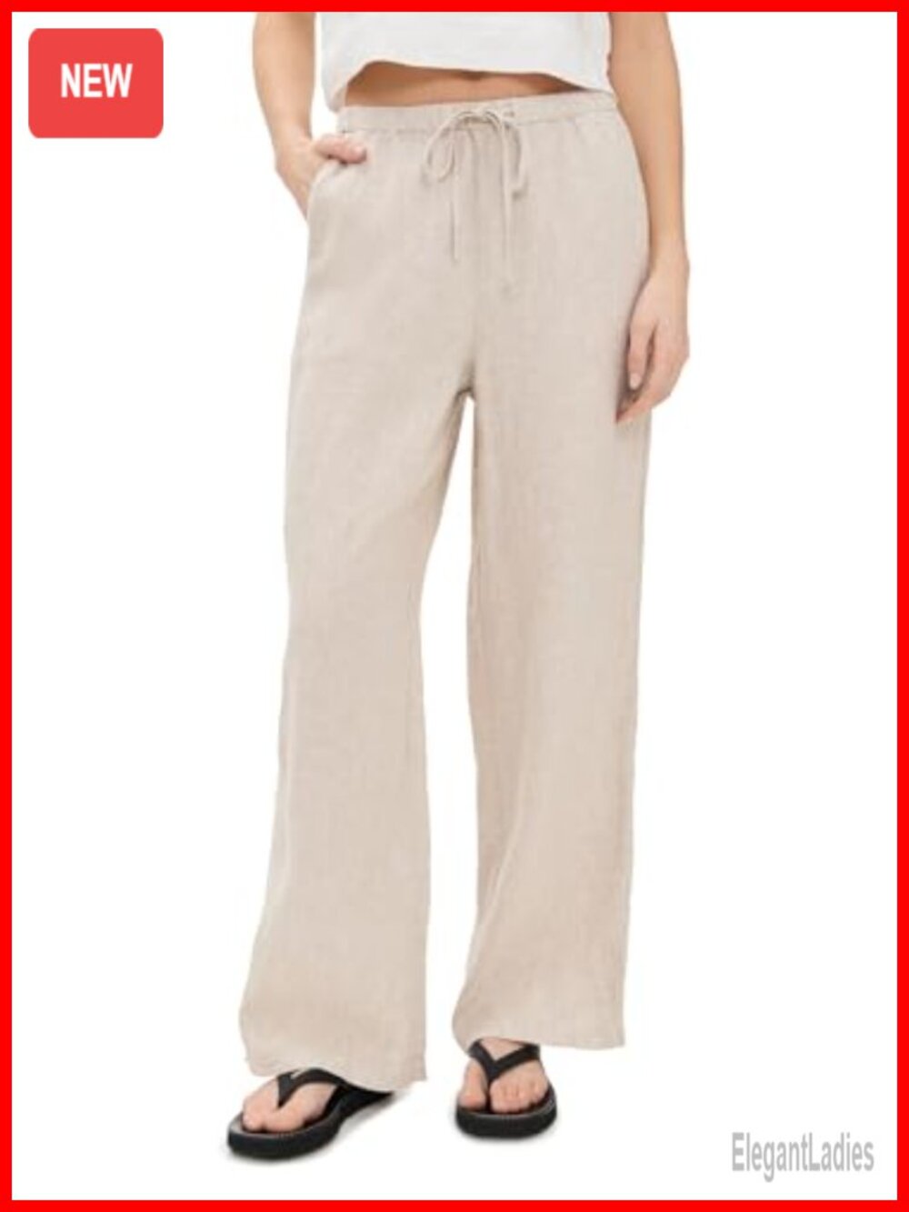 Women's Wide Leg Linen Trousers High Rise Palazzo Pants Loose Fit